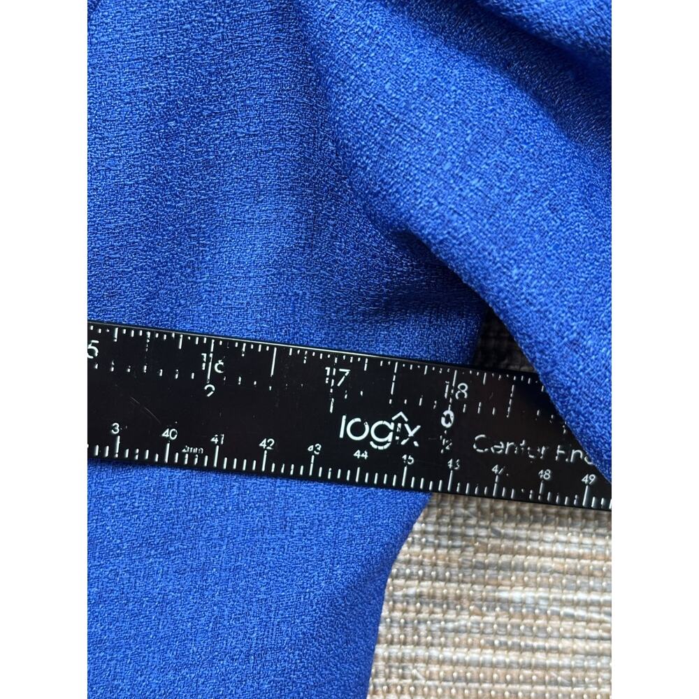 Le Suit Royal Blue Short Sleeved Jacket Womens Size 8 Button Front Collarless - Picture 7 of 7